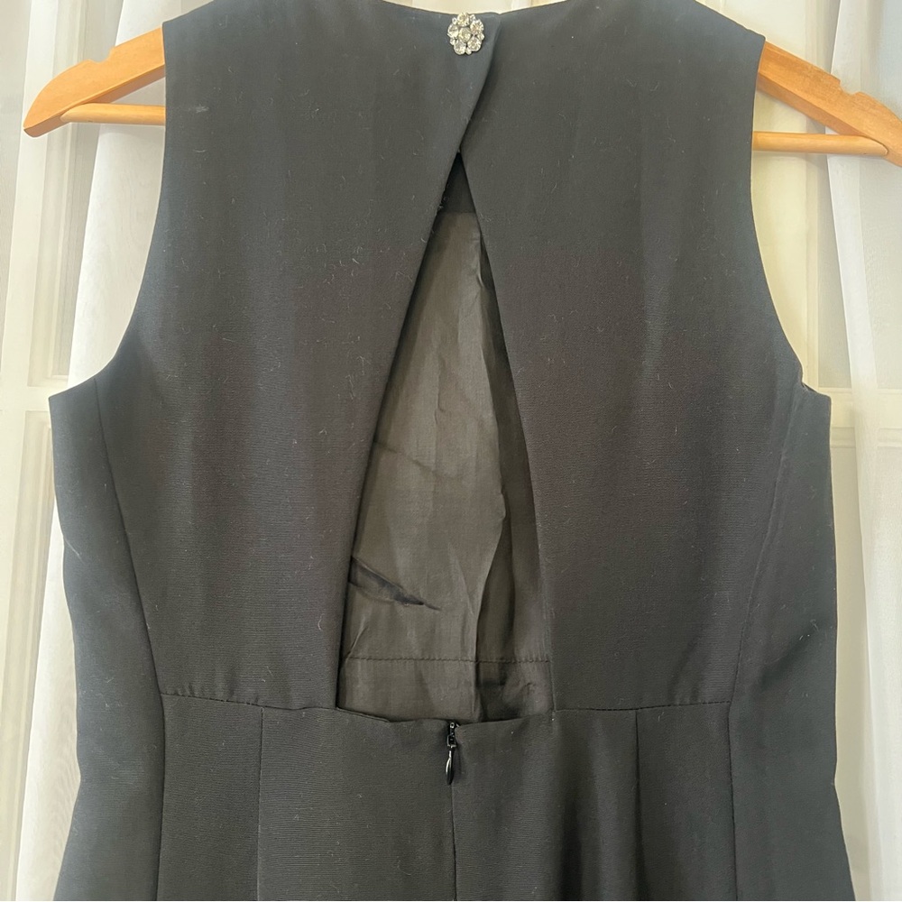 Vintage Tara Jarmon Cut Out Black Dress with Pockets and Rhinestone Buttons Sz 0 - Picture 5 of 10